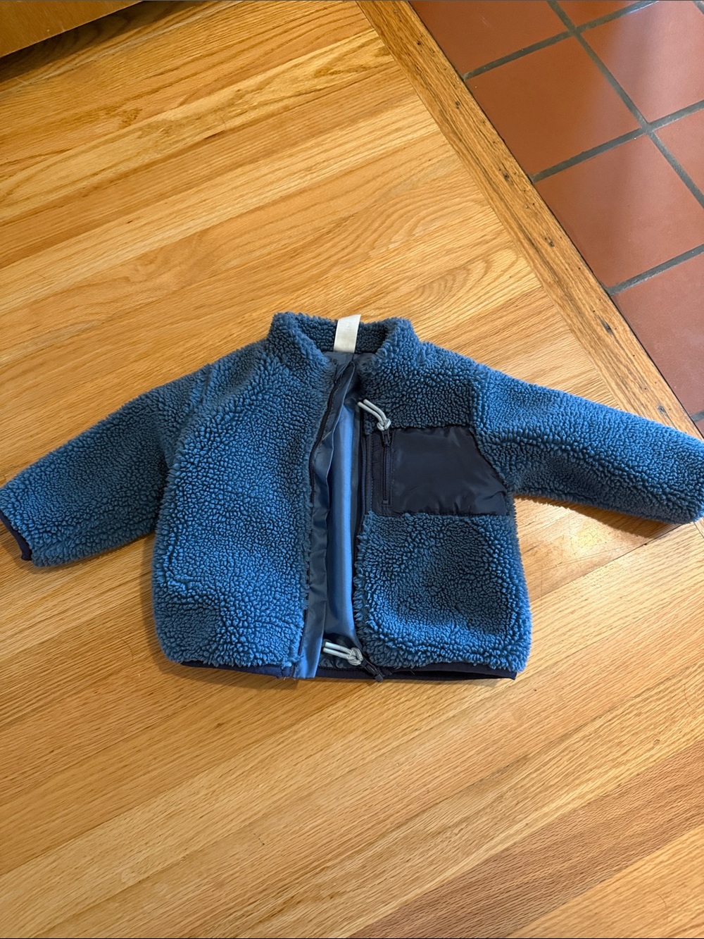 H&M Kids Navy Blue Sherpa Jacket with Chest Pocket